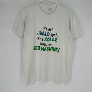 Vintage 1989 Fruit of the Loom Bald Spot Solar Panel Sex Machine T-Shirt Mens L